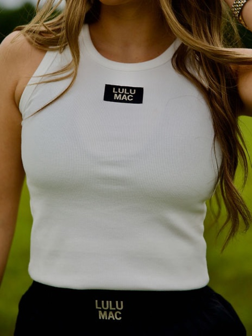 LULU MAC OG Sleeveless Casual Ribbed Tank White Cropped Fitted